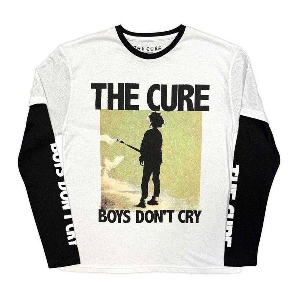 The Cure Unisex Adult Boys Don�'t Cry Box Layered Long-Sleeved T-Shirt / Black/W